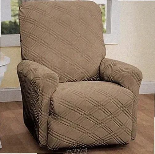 Double Diamond Stretch Slipcover - Recliner Beige